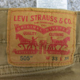 Levis 505 Mens Jeans Straight Leg Denim Mid Rise Pockets Brown Size W33XL34