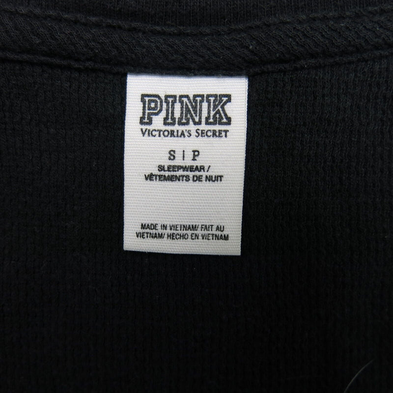 Pink Victorias Secret Womens Pullover Sweatshirt V Neck Long Sleeves Black Sz S