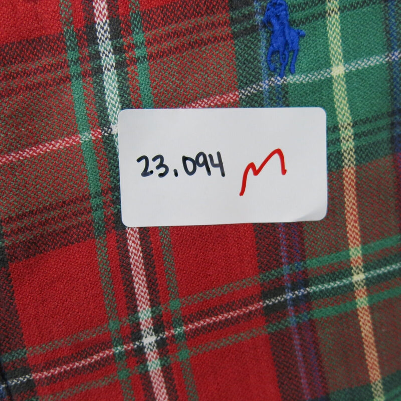 Ralph Lauren Men Plaid Button Down Shirt Blaire 100% Cotton Long Sleeve Red Sz L