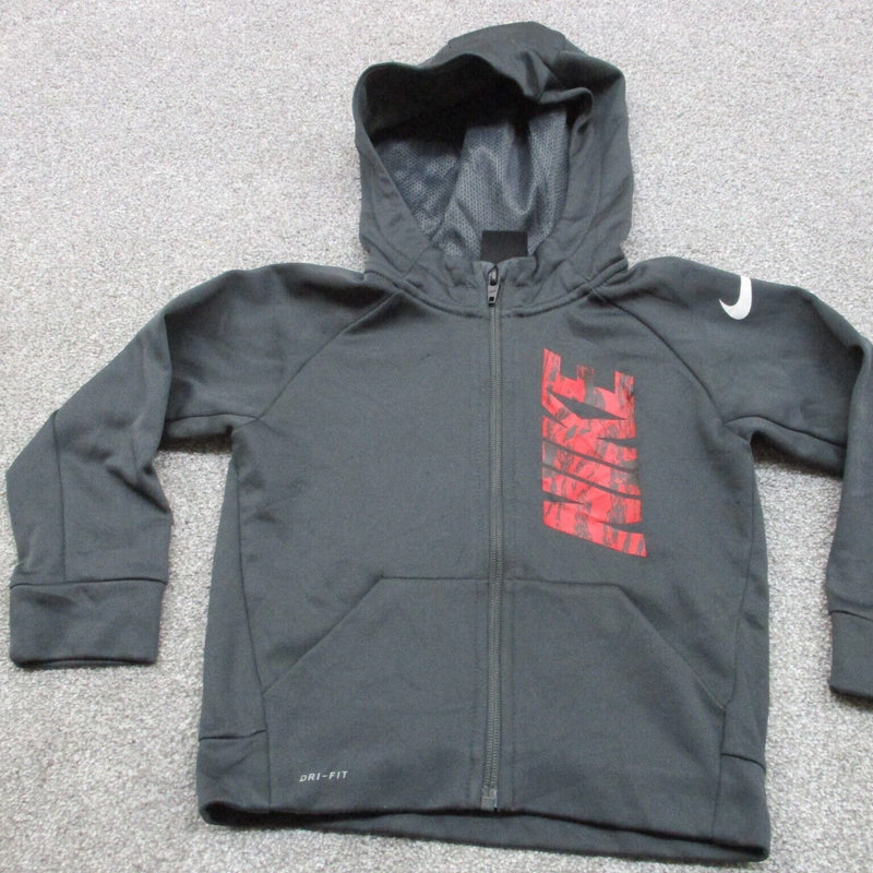 Nike DRI-FIT Hoodie Boys Black Size 3T Full Zip Up Sweatshirt Long Sleeve