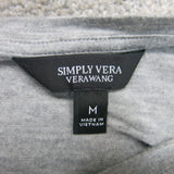 Simply Vera Womens Crew Neck Blouse Shirt Top Short Sleeves Hi Low Gray Size M