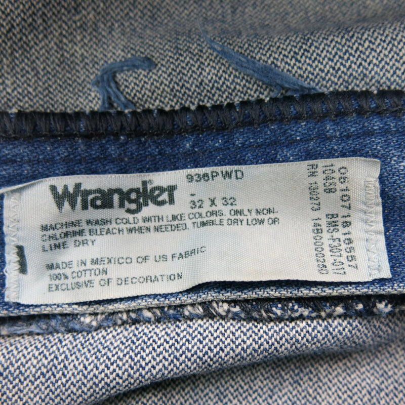 Wrangler Mens Jeans Straight Leg Denim Stretch Mid Rise Cotton Blue SZ W32XL32