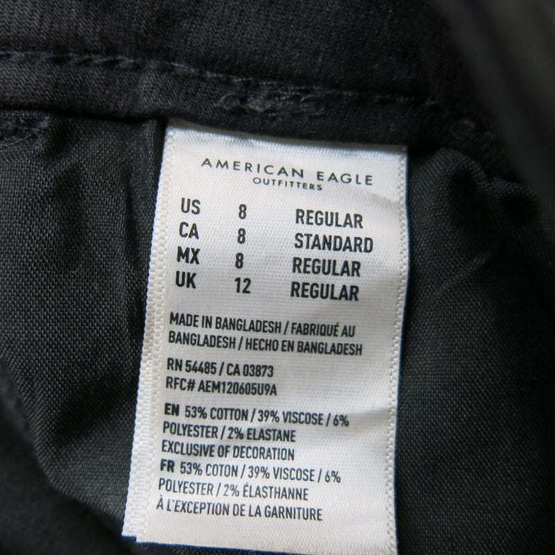 American Eagle Womens Distressed Skinny jeans Denim Stretch 4 Pocket Black 8 Reg