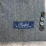 Ralph Lauren Mens Blazer Coat Single Breasted 100% Wool Laine Pocket Gray SZ 46L