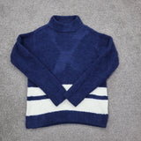 ST Johns Bay Womens Pullover Sweater Knitted Long Sleeves Blue White Size Small