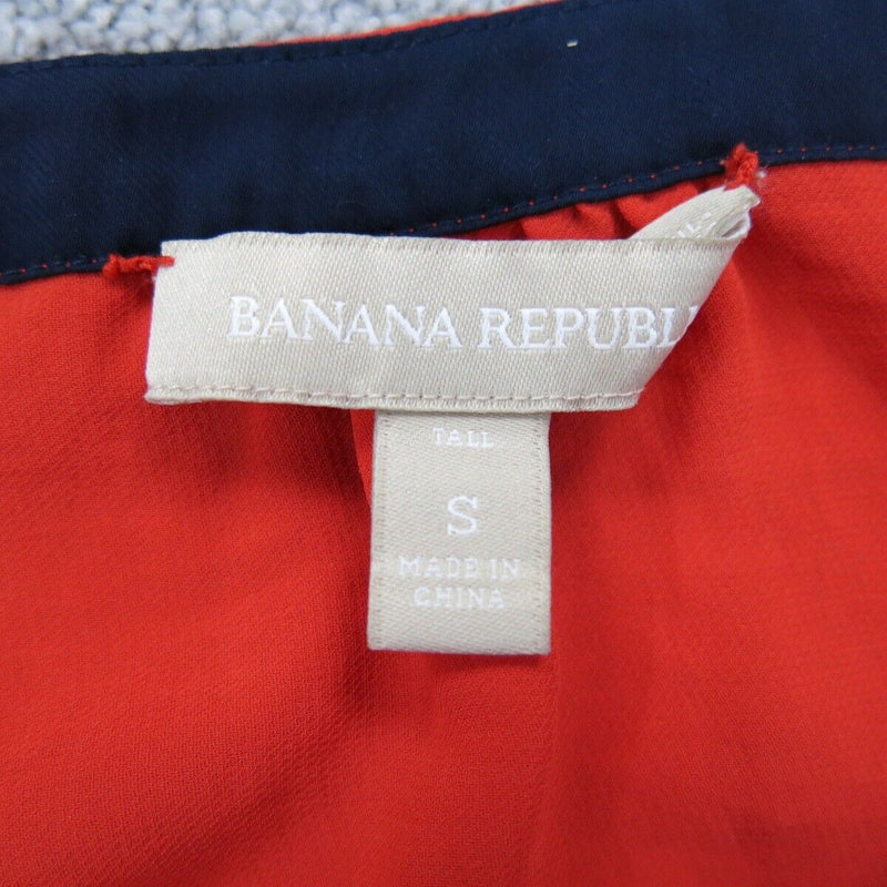 Banana Republic Womens Blouse Top Cap Sleeve Split V Neck Red Size Small
