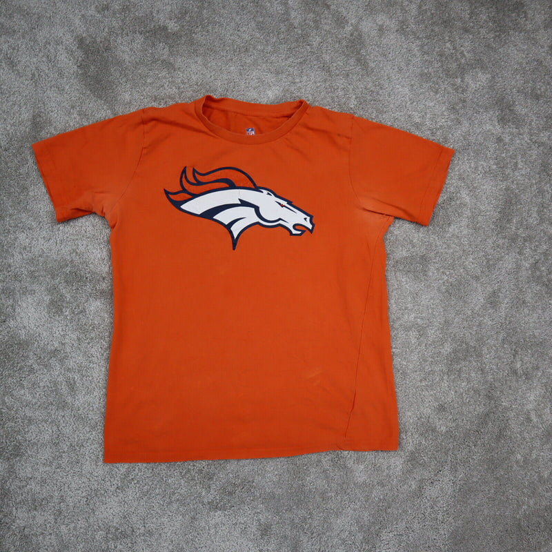 NFL T Shirt Womens Size L Orange Short Sleeve Graphic Tee Solid 100% Cotton