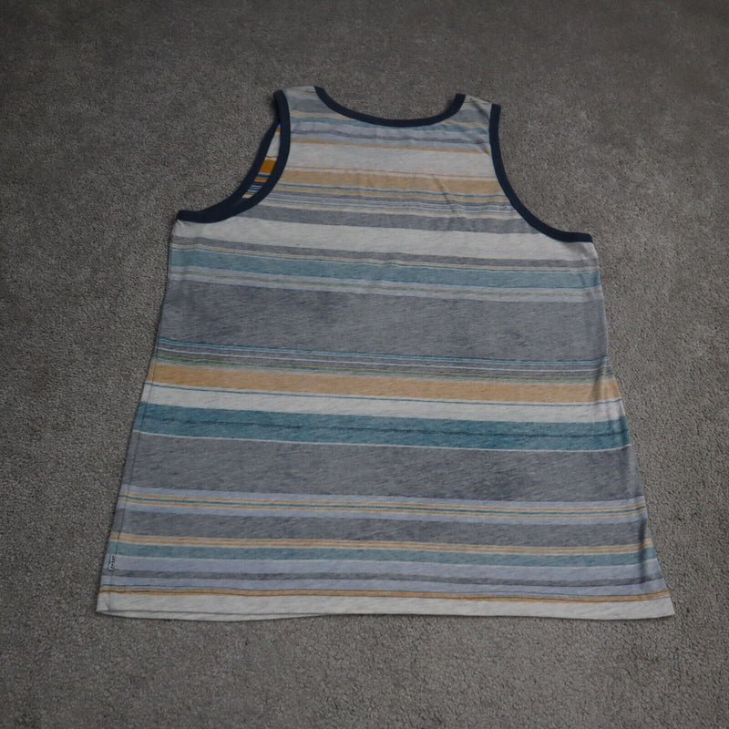 Levis Mens Activewear Tank Top Sleeveless Scoop Neck Striped Gray White SZ Large