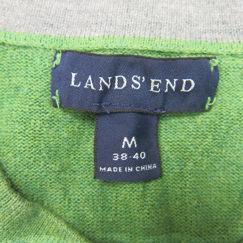 Lands End Men Knitted Pullover Sweater Crew Neck Long Sleeve Green Size M(38-40)