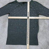 White House Black Market Women Pullover Sweater Long Sleeve Polka Dot Black SZ M