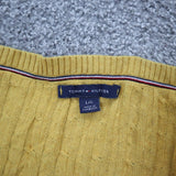 Tommy Hilfiger Womens Pullover Sweater Deep V Neck 100%Cotton Mustard Size Large
