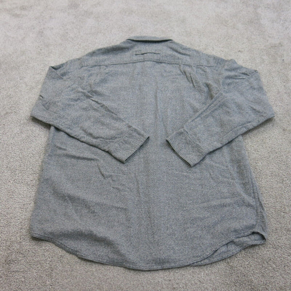 Duluth Trading Shirt Mens Large Tall Gray Knitted Button Down 100% Cotton Pocket