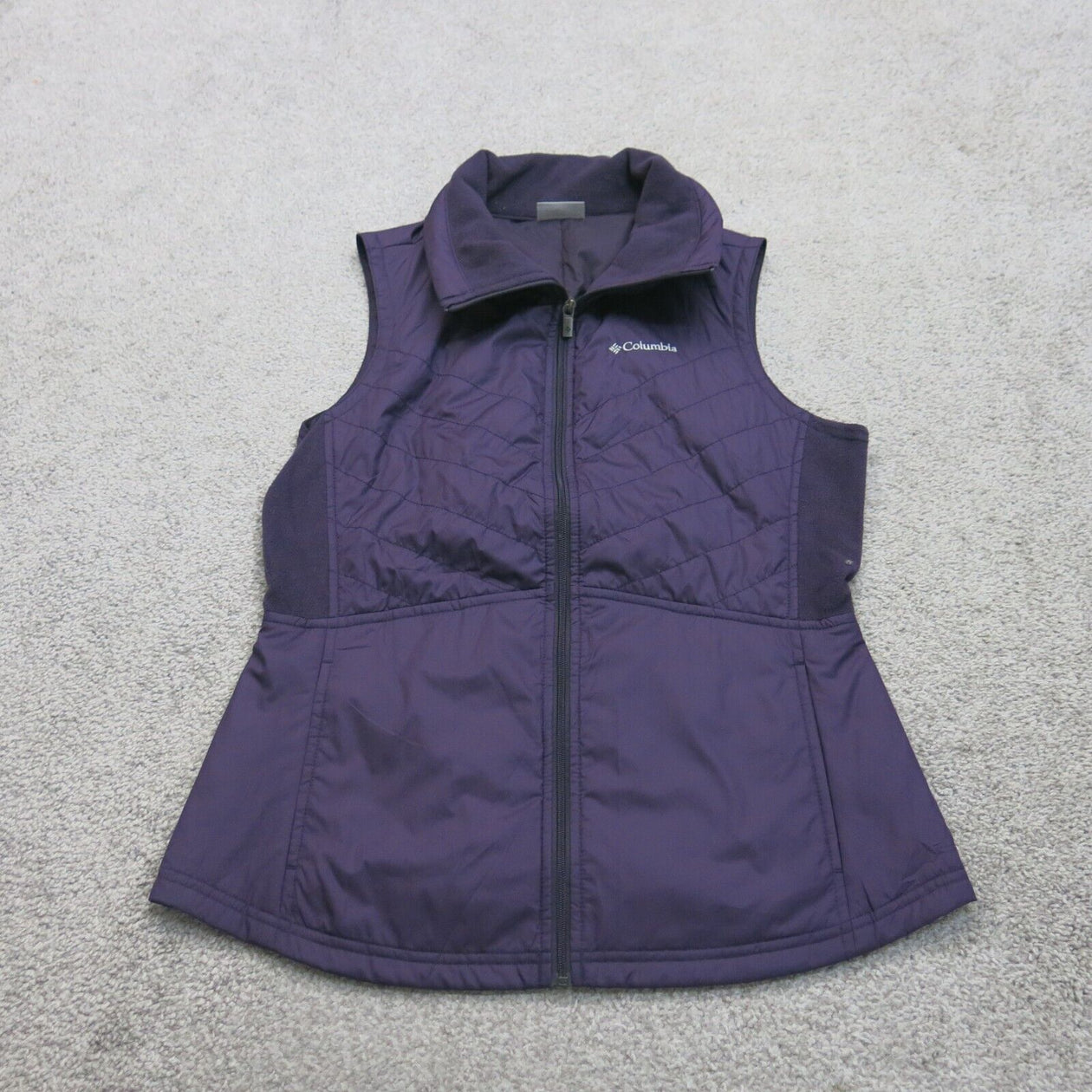 Vintage Columbia Womens Small Jacket Patterned Fleece Teal Purple Full Zip  FLAWS