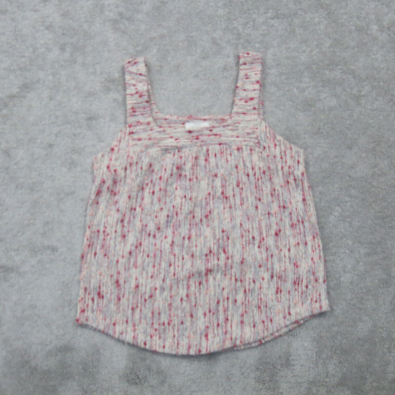 Lucky Brand Womens Knit Tank Top Sleeveless Scoop Neck White Red Size S/P