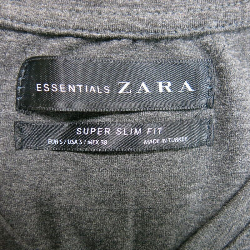 Zara Womens Pullover Sweatshirt Super Slim Fit V Neck Long Sleeves Gray Size S
