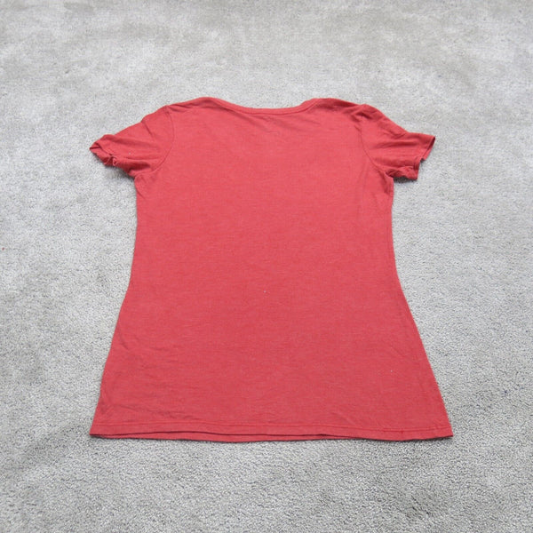 Nike Shirt Women Large Red V Neck Graphic Tee Short Sleeve Lightweight Bulldawgs