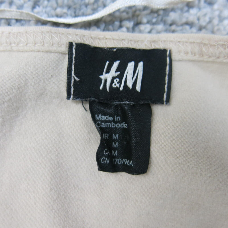 H&M Womens Cocktail Crochet Lace Shoulder Blouse Top Long Sleeves Tan Size M