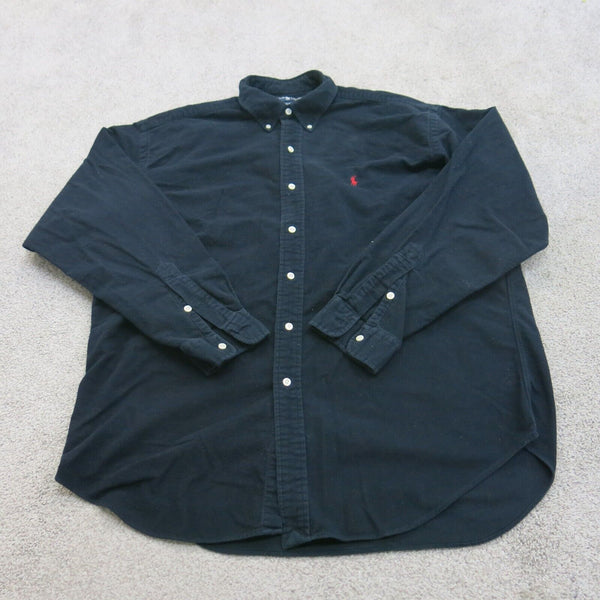 Ralph Lauren Shirt Mens L Black Blair 100% Cotton Casual Button Down Work Wear