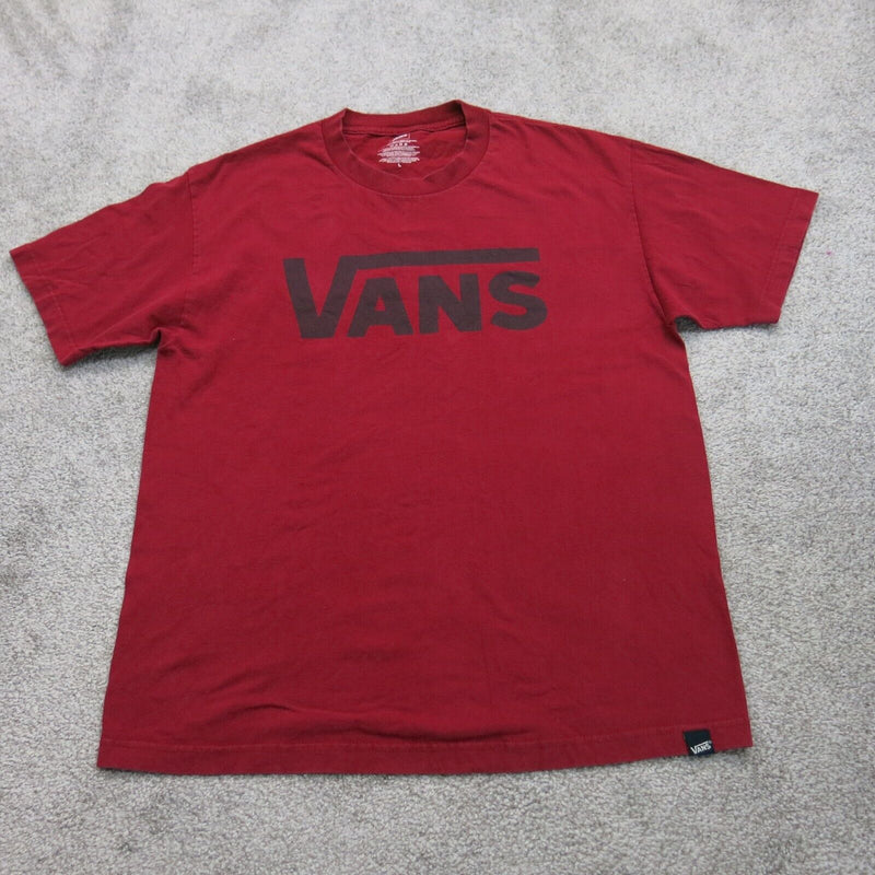 Vans Mens Crew Neck T Shirt Short Sleeves 100% Cotton Solid Red Size Large