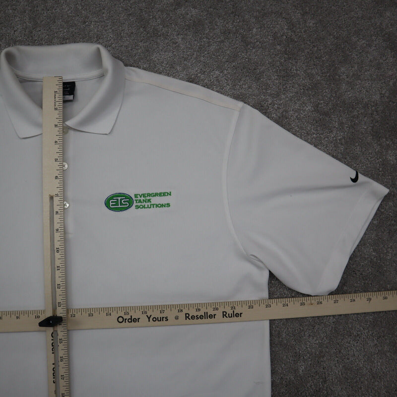 Nike Golf Polo Shirt Men's White Large Short Sleeves Evergreen Tank Solutions