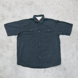 Wrangler Mens Western Button Up Shirt 100% Cotton Short Sleeve Black Size Large
