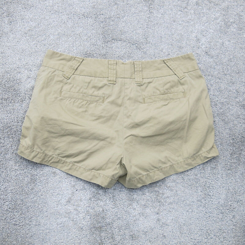 J. Crew Women Chino Shorts Classic Twill Flat Front Low Rise Khaki Green Size 6