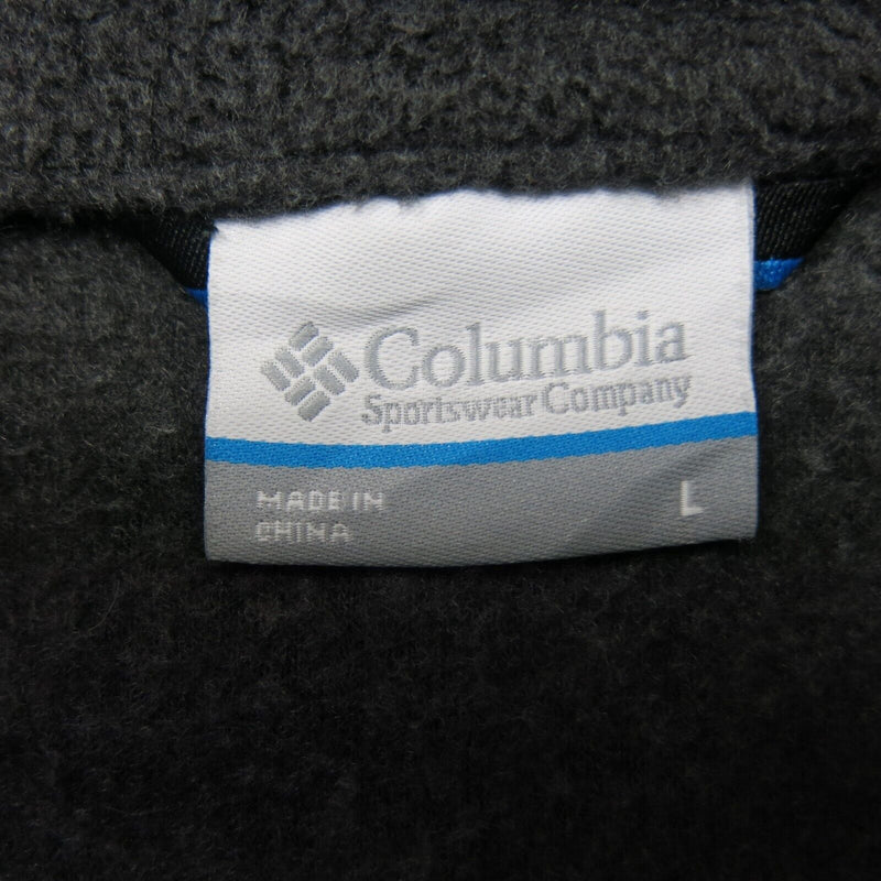 Columbia Mens Full Zip Fleece Vest Jacket Sleeveless Mock Neck Black Size Large