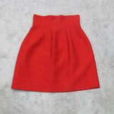 H&M Womens A Line Skirt Pleated Back Zip Elastic Waist Stretch Solid Red Size 2