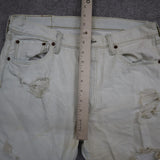 Levis 501 Mens Distressed Bermuda Shorts Cut Hem 100% Cotton Mid Rise White W33