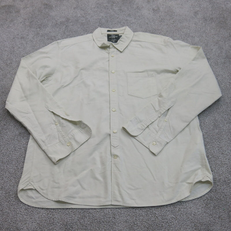 H&M Mens Button Down Shirts Long Sleeves Collared Neck Fitted Ivory Size XL