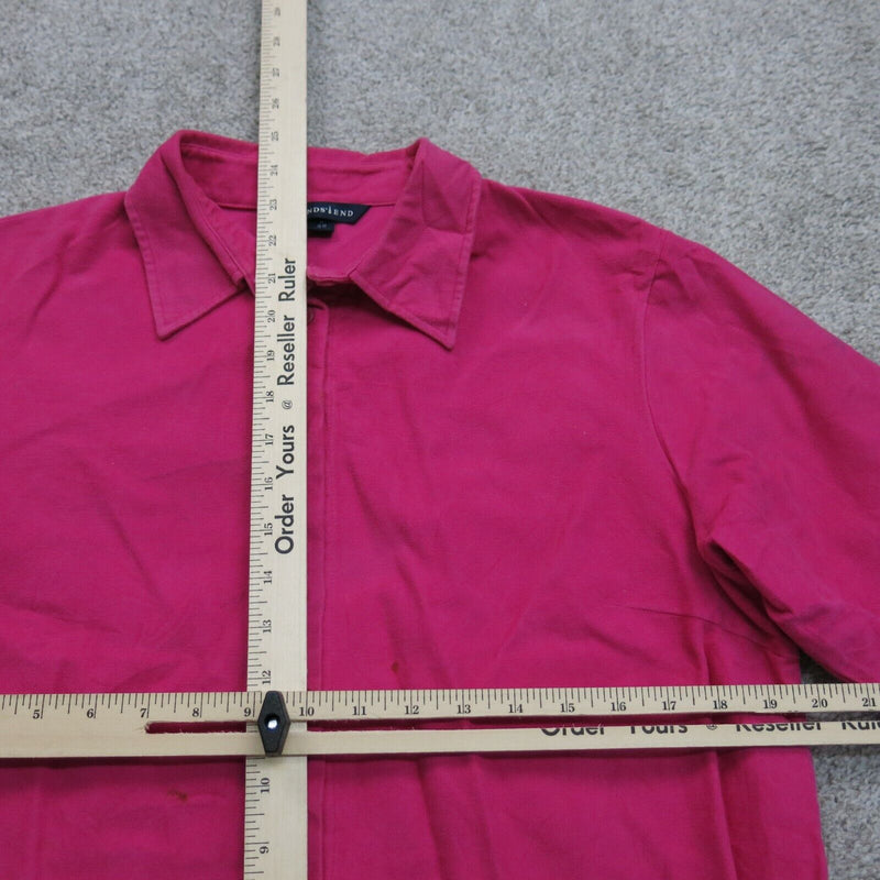 Lands Ends Womens Button Up Shirt Top Long Sleeves Collared Neck Pink Size 10-12