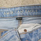 American Eagle Womens Jeans Mid Rise Skinny Leg Jeans Denim Distressed Blue SZ 0