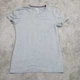 Adidas Womens T Shirt Top Fitted Workout Climalite V Neck Short Sleeve Gray Sz M