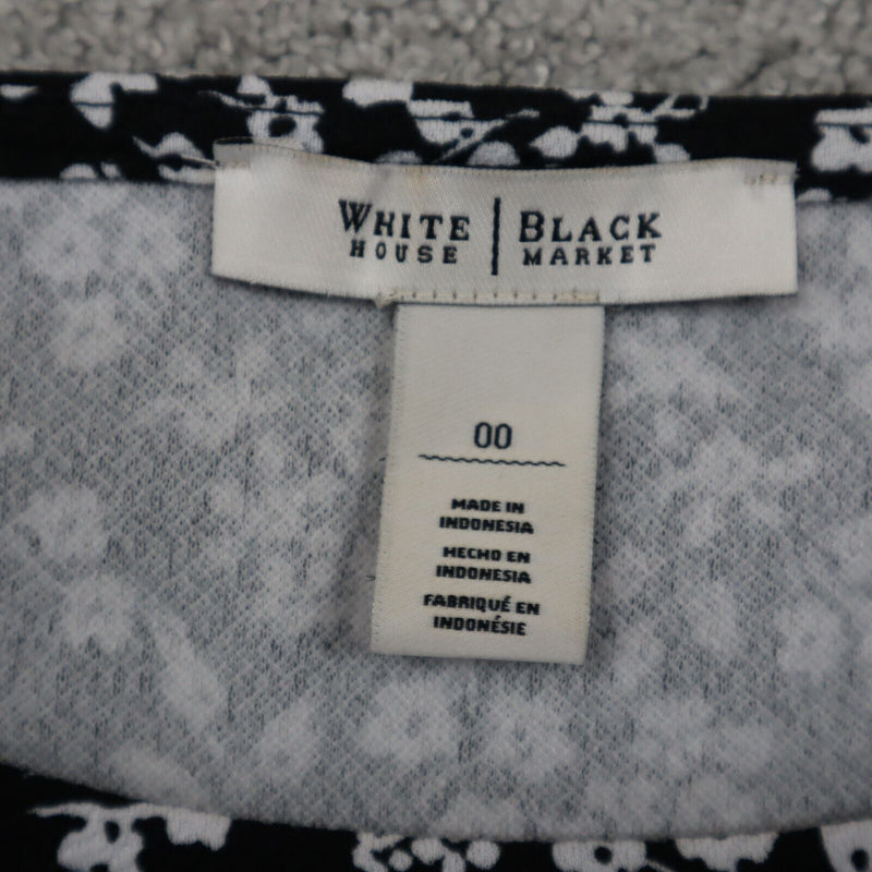 White House Black Market Women A Line Mini Dress Floral Print Black White SZ 00