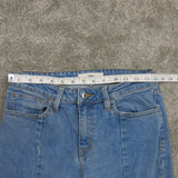 Vans Womens Tapered Leg Jeans Stretch Mid Rise Hem Cut Pockets Blue Size 27