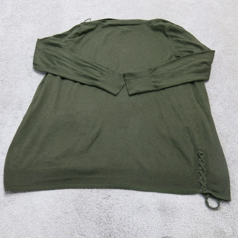 Simply Vera Vera Wang Womens Cardigan Sweater Open Front Long Sleeves Green SZ M