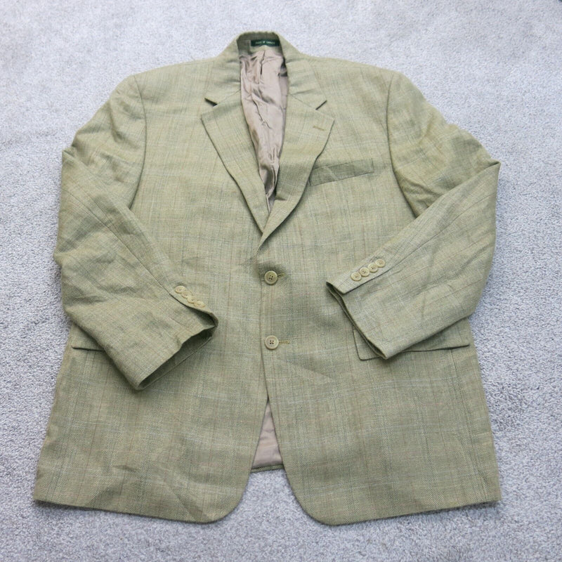 Lauren Ralph Lauren Mens Blazer Coat Single Breasted Chevron Gray Green Size M