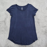 GAP Womens Luxe LUXUEUX T Shirt Top Short Sleeves Crew Neck Blue Size Small