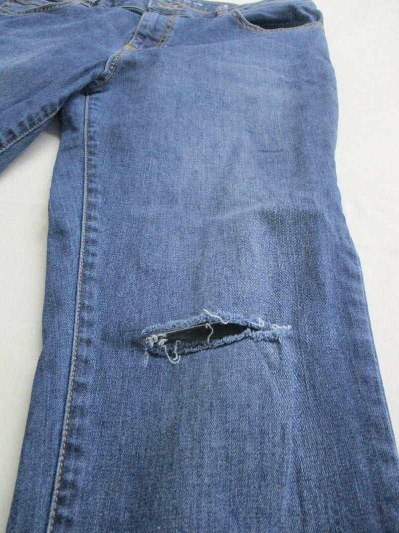 Vans Men's Skinny Leg Jeans Distressed Raw Hem Mid Rise Blue Size 11