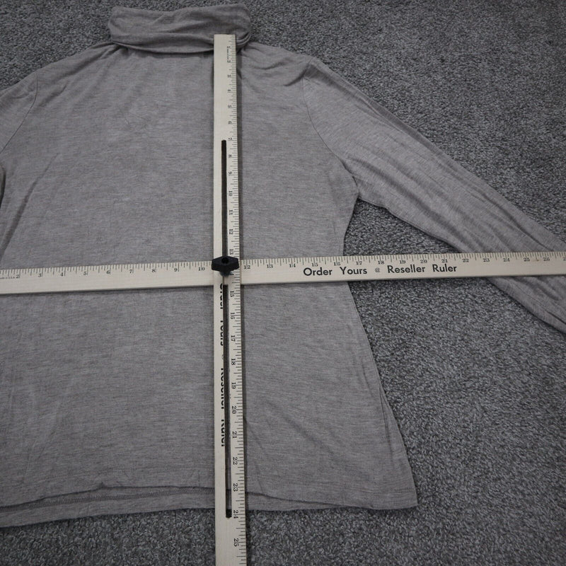 H&M Womens Turtleneck Top Long Sleeves T Shirt Solid Gray Size Large