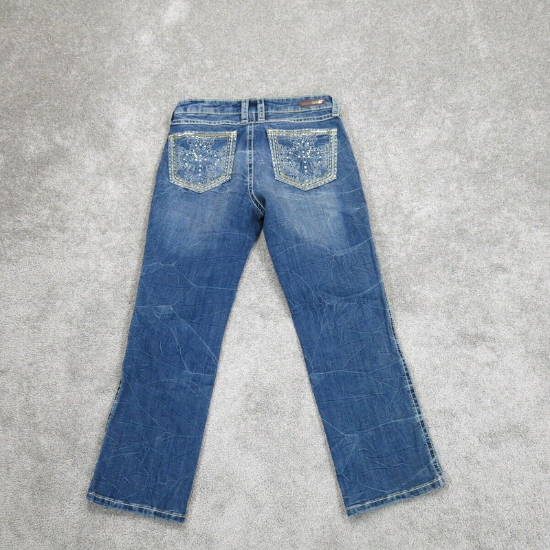 Wrangler Womens Rock Straight Ankle Capri Denim Jeans Mid Rise Blue Size 28X26