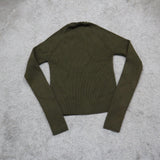 ZARA Womens Knitted Pullover Sweater Crew Neck Long Sleeves Button Green Size S