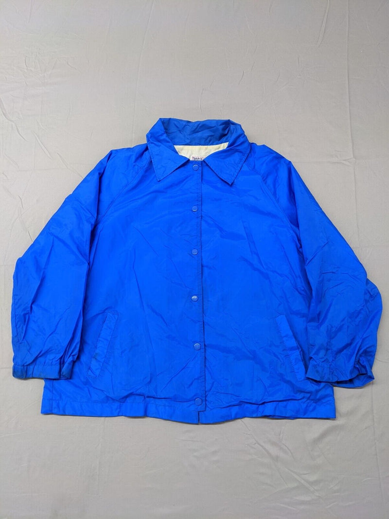 Vintage 80s Athletech Blue Nylon Blank Windbreaker Sports Jacket Blue Size 18 W