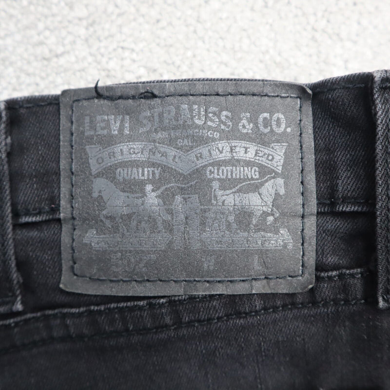 Levis 502 Mens Slim Straight Leg Jeans Mid Rise Flat Front Solid Black W38xL36