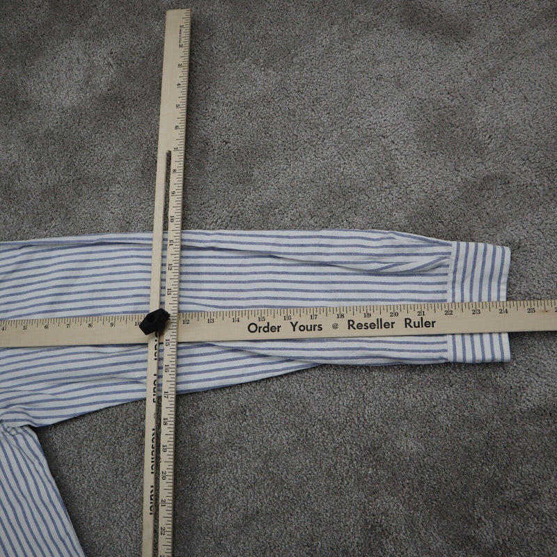 Ralph Lauren Mens Custom Fit Long Sleeve Button Down Shirt BlueWhite Size Large