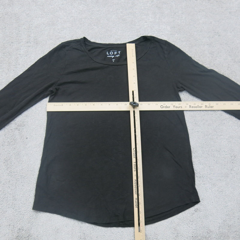 ANN Taylor Loft Womens Sweatshirt Crew Neck Long Sleeves Vintage Soft Black S