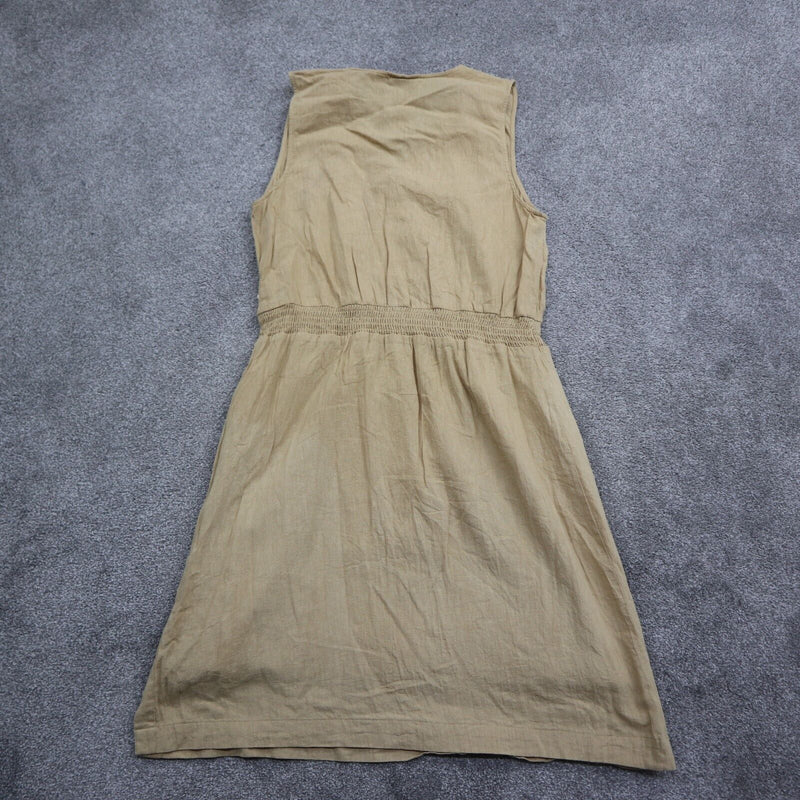 Mossimo Womens Wrap Dress Sleeveless Waist Banded Side Button Detail Beige Sz XL