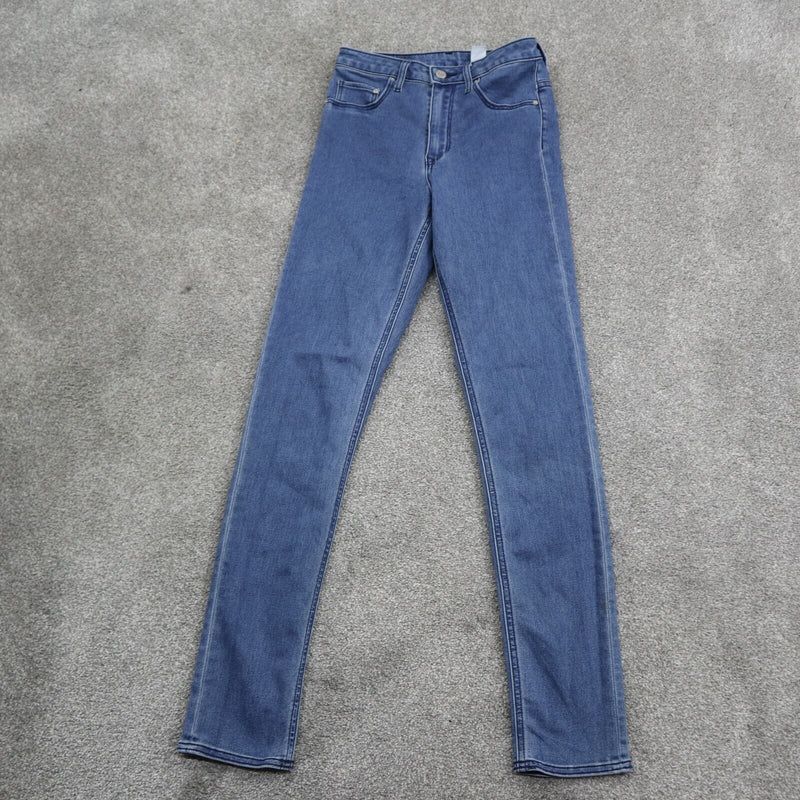 Womens Jeans Skinny Coupe Moulante High Waist Stretch 5 Pocket Blue Size 27