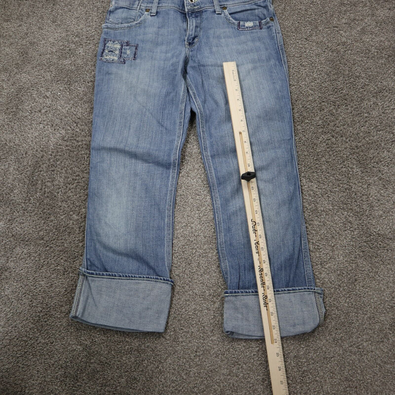 Ralph Lauren Womens Straight Leg Denim Jeans Rolled Cuff Low Rise Blue Size 29