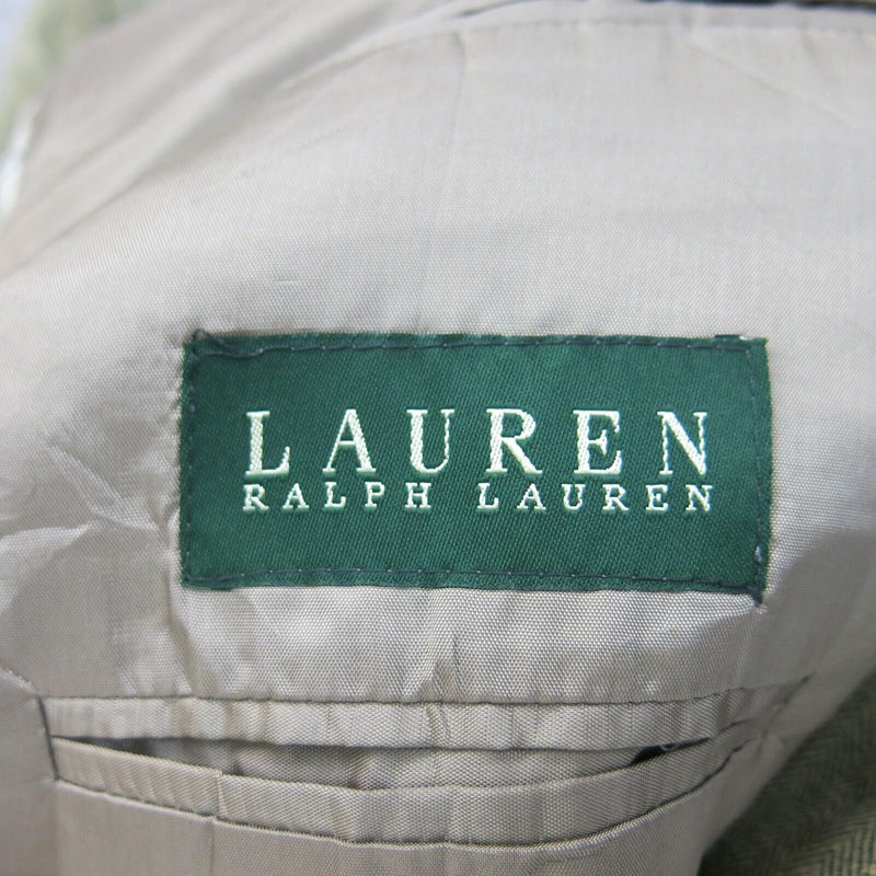 Lauren Ralph Lauren Mens Blazer Coat Single Breasted Chevron Gray Green Size M
